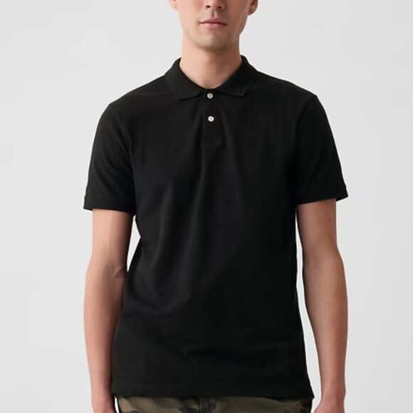 Gap Mens XXXL All Day Pique Polo Shirt Black - Picture 2 of 3